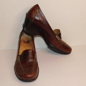 Sofft Leather Wedge Heel Slip On Shoes